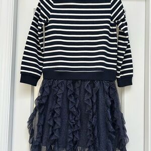 Crewcuts Navy and White Striped Dress NWT